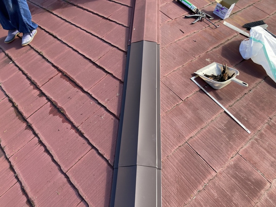 瀬戸内市で築40年のカラーベスト屋根、樋の点検調査です
